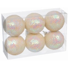 Набор пластиковых шариков Jumi 6 шт 6 см айвори с блестками (5900410791022)