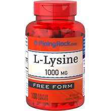 Амінокислота для спорту Piping Rock L-Lysine 1000 mg 100 Coated Caplets: Тип лізин