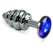 Анальна пробка із кристалом LoveToy Silver Rosebud Spiral Metal Plug Darkblue: Для кого Унисекс