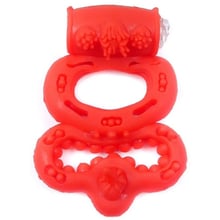 Ерекційне вібро кільце BOSS Vibrating Duo Cock Ring Red, BS6700046: Виробник BOSS of TOYS