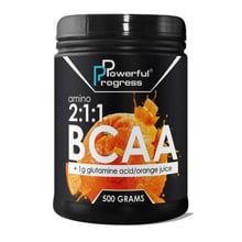 Амінокислота для спорту Powerful Progress BCAA 2: 1: 1 + Glutamine 500 g /50 servings/ Orange: Тип BCAA