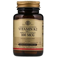 Solgar Natural Vitamin K2, 100 mcg, 50 Veggie Caps