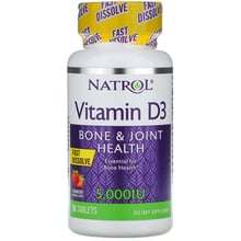 Natrol Vitamin D3, Fast Dissolve, Strawberry Flavor, 5.000 IU, 90 Tablets (NTL-05891)