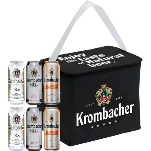 Подарунковий набір пива Krombacher в асортименті 6х0.5 л + термосумка (4008287913217)