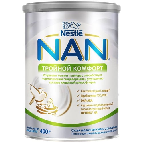 Детская смесь Nestle NAN Тройной комфорт с рождения, 400 г (1000037)