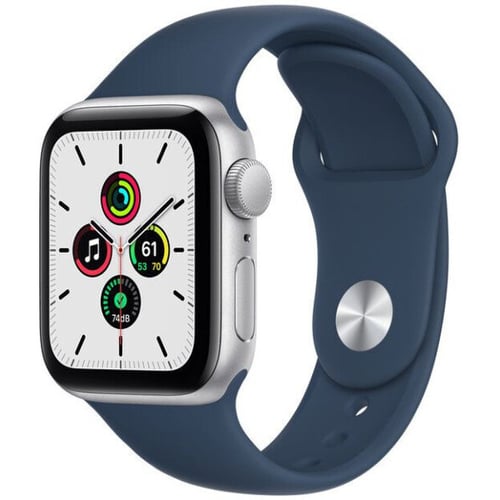Apple Watch SE 40mm GPS Silver Aluminum Case with Abyss Blue Sport Band (MKNY3) UA