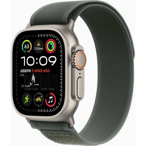 Apple Watch Ultra 2 GPS + Cellular 49mm Natural Titanium Case with Green Trail Loop - S/M