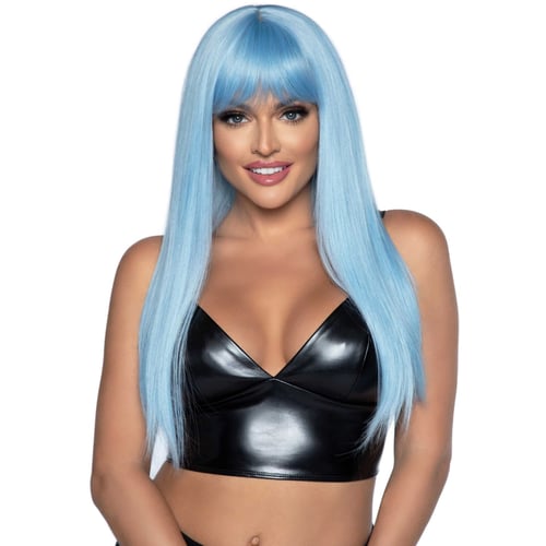 Длинный голубой парик Leg Avenue Long straight bang wig Blue, гладкий, 61 см