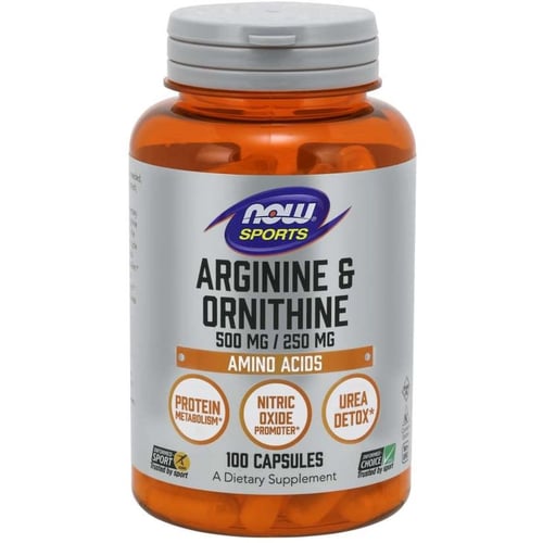 Аминокислота для спорта Now Foods Arginine/Ornithine, 500 mg/250 mg, 100 Capsules