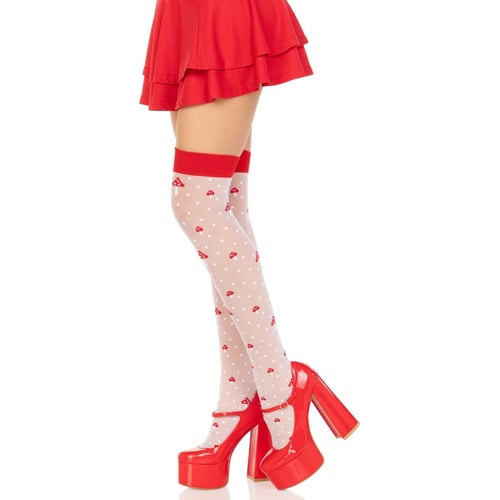 Чулки Leg Avenue Polka Dot Mushroom Thigh Highs One Size: Вид Чулки