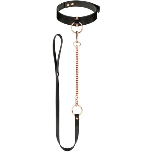 Ошейник с поводком Rosy Gold Collar with Leash Black