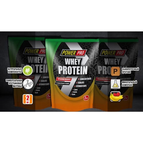Power Pro Whey Protein 2000 g / 50 servings / банан + суниця (Протеїн) (78158188)