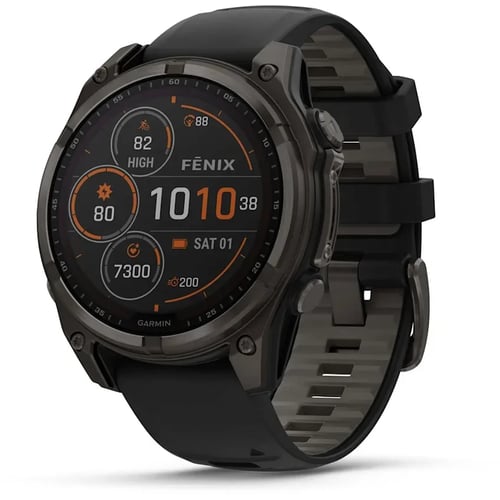 Смарт-годинник Garmin Fenix 8 Solar 47mm Sapphire Carbon Grey DLC Titanium with Black/Pebble Grey Silicone Band (010-02906-11)