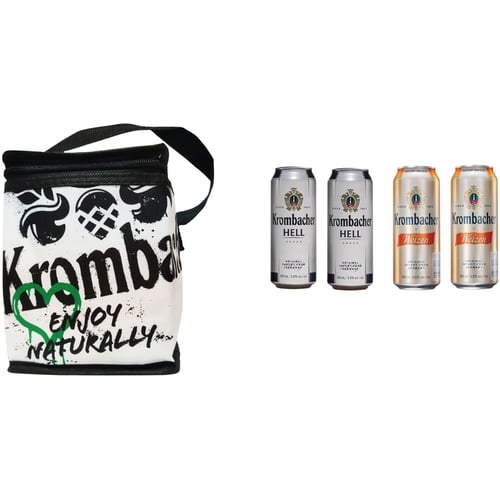 Подарунковий набір пива Krombacher Weizen 5.3% 2х0.5 л + Krombacher Hell 5% 2х0.5 л + термосумка (4008287011784)