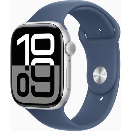 Apple Watch Series 10 46mm GPS Silver Aluminum Case with Denim Sport Band - S/M (MWWL3) UA