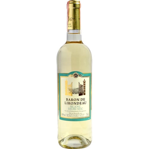 Вино Baron de Lirondeau белое полусухое Castel 0.75л (PRA3107874906159)