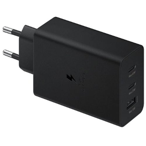 Зарядний пристрій Samsung Wall Charger USB+2xUSB-C Trio 65W+15W+25W Black (EP-T6530NBEGRU)