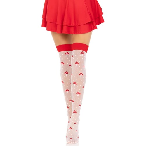 Чулки Leg Avenue Polka Dot Mushroom Thigh Highs One Size: Применение На ноги