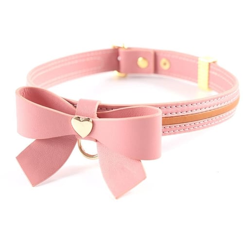 Ошейник с поводком LOCKINK Sevanda Love Heart Butterfly Leather Collar Set - Pink фото 7