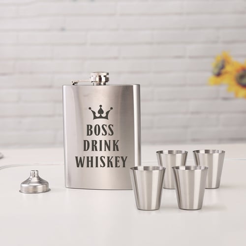 Набор фляга с рюмками BeriDari "Boss drink whiskey"