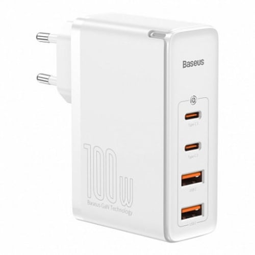 Зарядное устройство Baseus Wall Charger GaN2 2xUSB-C+2хUSB 100W White with USB-C Cable (CCGAN2P-L02)