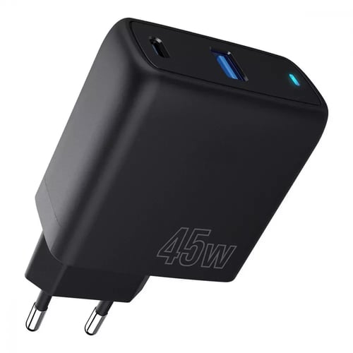 Зарядное устройство Proove Wall Charger USB-C+USB Silicone Power 45W Black