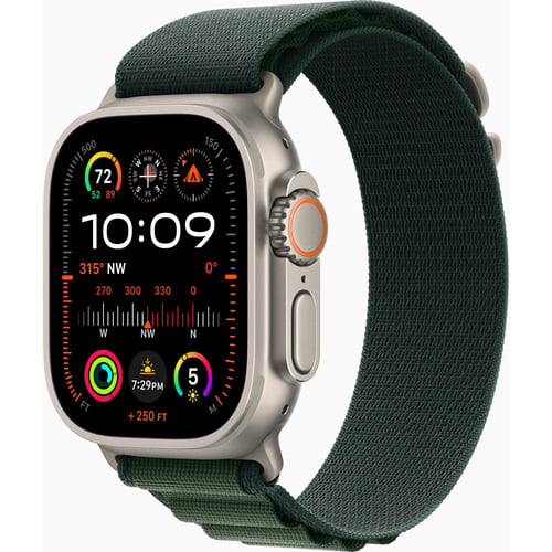 Apple Watch Ultra 2 GPS + Cellular 49mm Natural Titanium Case with Dark Green Alpine Loop - Small