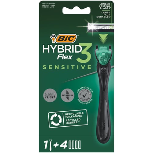 BIC 3 Flex Sensitive Станок для бритья мужской с 4 сменными картриджами