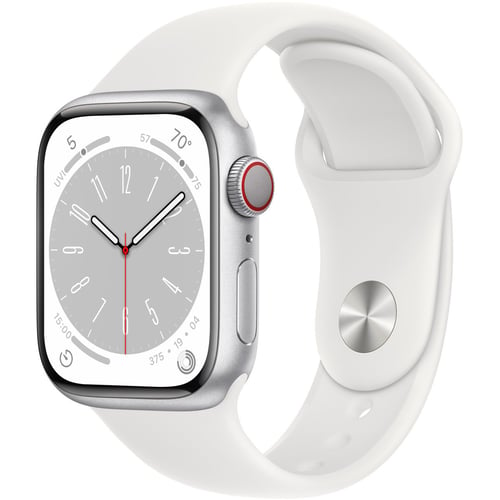 Apple Watch Series 8 41mm GPS+LTE Silver Aluminum Case with White Sport Band (MP4A3, MP4E3)