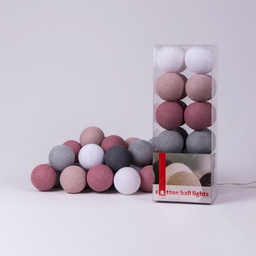 Гирлянда Cotton ball lights на 50 шаров 7,5м, Dirty Rose