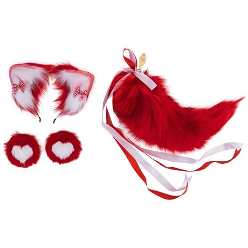 Набір з анальною пробкою із хвостом LOCKINK Sevanda Red Vixen Set with Pear-shape Plug