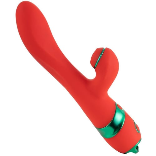 Вібратор-кролик із флогером LOCKINK Sevanda Whip Vibrating Massage Wand - Red & Green: Довжина, см 23