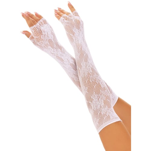 Рукавички Leg Avenue Lace Opera Length Fingerless Gloves White