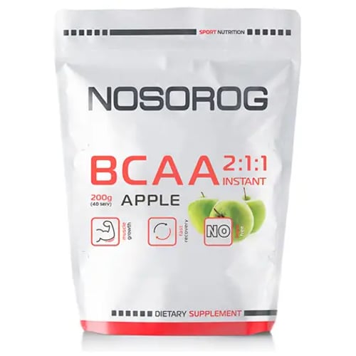 Аминокислота для спорта Nosorog BCAA 2:1:1 200 g /36 servings/ Apple