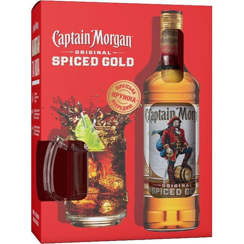 Ромовий напій Captain Morgan Spiced Gold 0.7 л 35% + гуртка (BDA1RM-RCM070-019)