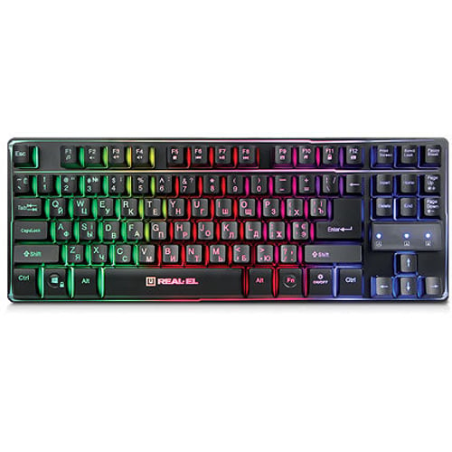 Клавиатура REAL-EL Gaming 8710 TKL Backlit черный