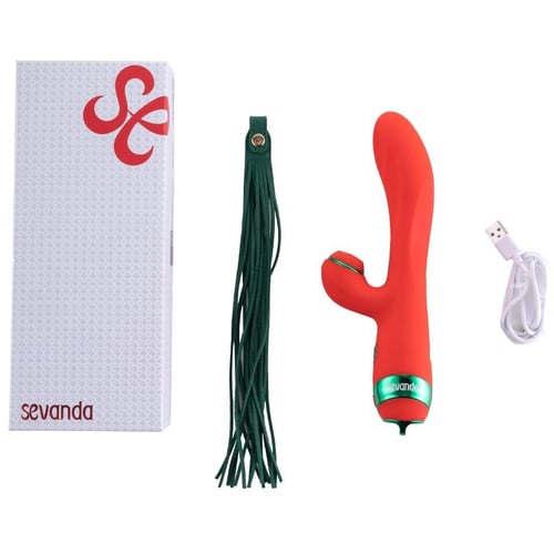 Вібратор-кролик із флогером LOCKINK Sevanda Whip Vibrating Massage Wand - Red & Green фото 8