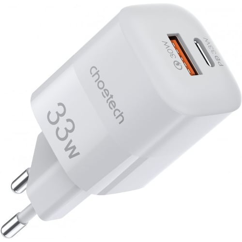 Зарядний пристрій Choetech Wall Charger USB+USB-C GaN 33W White (PD5006)