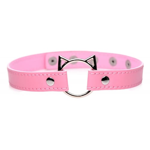 Чокер Master Series Kinky Kitty Ring Slim Choker Pink