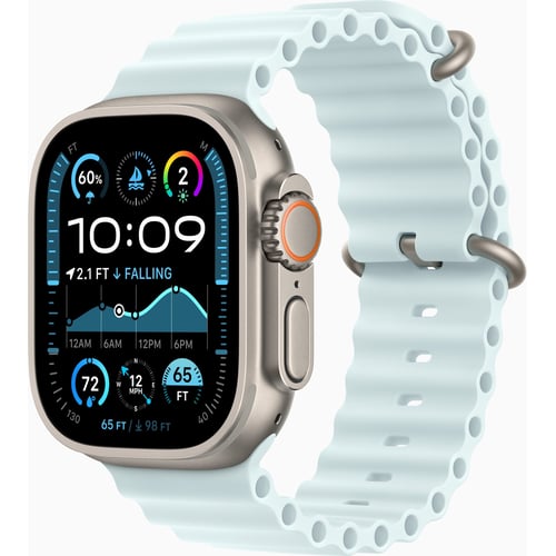 Apple Watch Ultra 2 GPS + Cellular 49mm Natural Titanium Case with Ice Blue Ocean Band