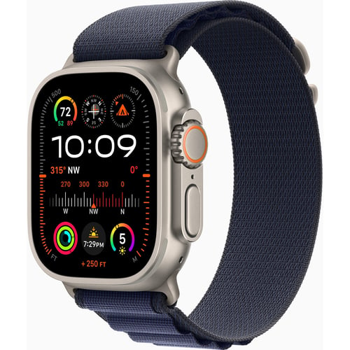 Apple Watch Ultra 2 GPS + Cellular 49mm Natural Titanium Case with Navy Alpine Loop - Medium UA