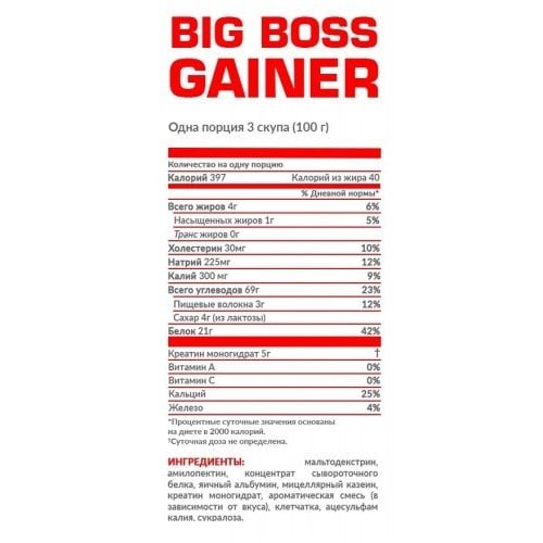 Гейнер Nosorog Nutrition Big Boss Gainer 1500 g /15 servings/ Strawberry