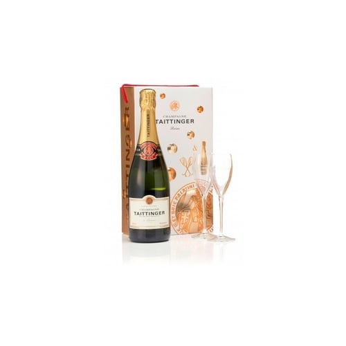 Шампанське Taittinger Brut Reserve + 2x glasses, gift box (0,75 л) (BW8460)