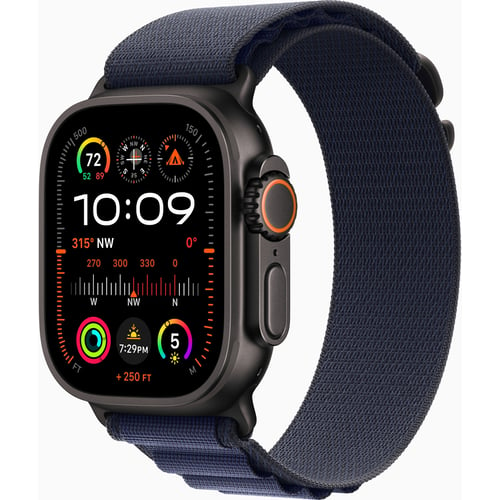 Apple Watch Ultra 2 GPS + Cellular 49mm Black Titanium Case with Navy Alpine Loop - Large