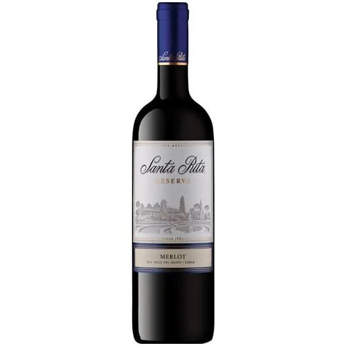 Вино Santa Rita Reserva Merlot Maipo Valley D.O., красное сухое, 13.5% 0.75л (MAR7804330211203)