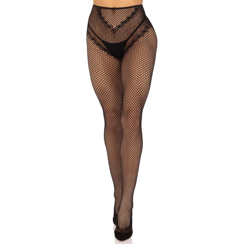 Колготки Leg Avenue Crotchless Net Tights with Heart Backseam Black One Size: Фасон Бесшовные