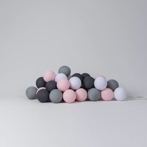 Гірлянда Cotton ball lights на 10 куль 2,7м, Pink-Grey