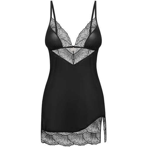 Пеньюар та трусики Obsessive Lobellis chemise & thong M/L: Декор Кружево