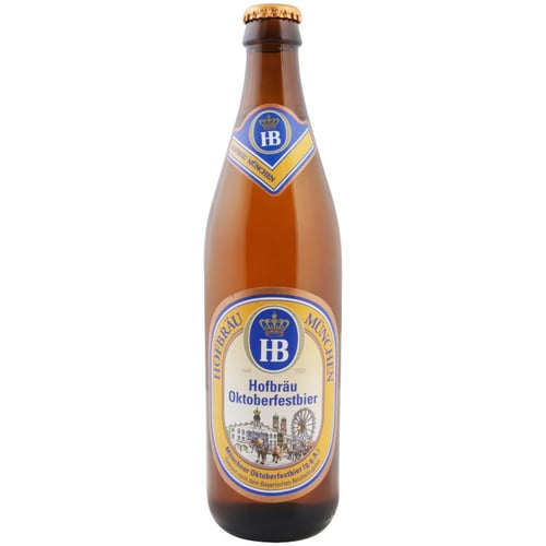 Упаковка пива Hofbrau Oktoberfest, світле фільтроване, 6.3% 0.5л х 20 пляшок (EUR4005686014163)