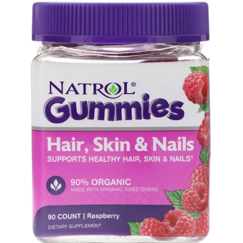 Natrol Gummies, Hair, Skin & Nails, Raspberry, 90 Count (NTL-07369)